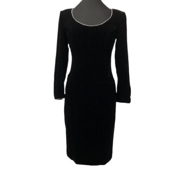 Vintage A. J. Bari Velvet Dress Black - Picture 1 of 8